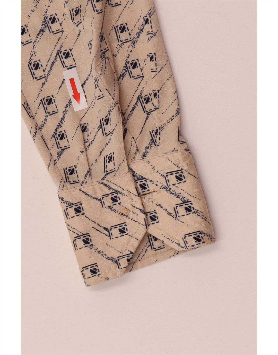 Vintage Dame Pullover Shirt UK 12 Medium Beige Geometric