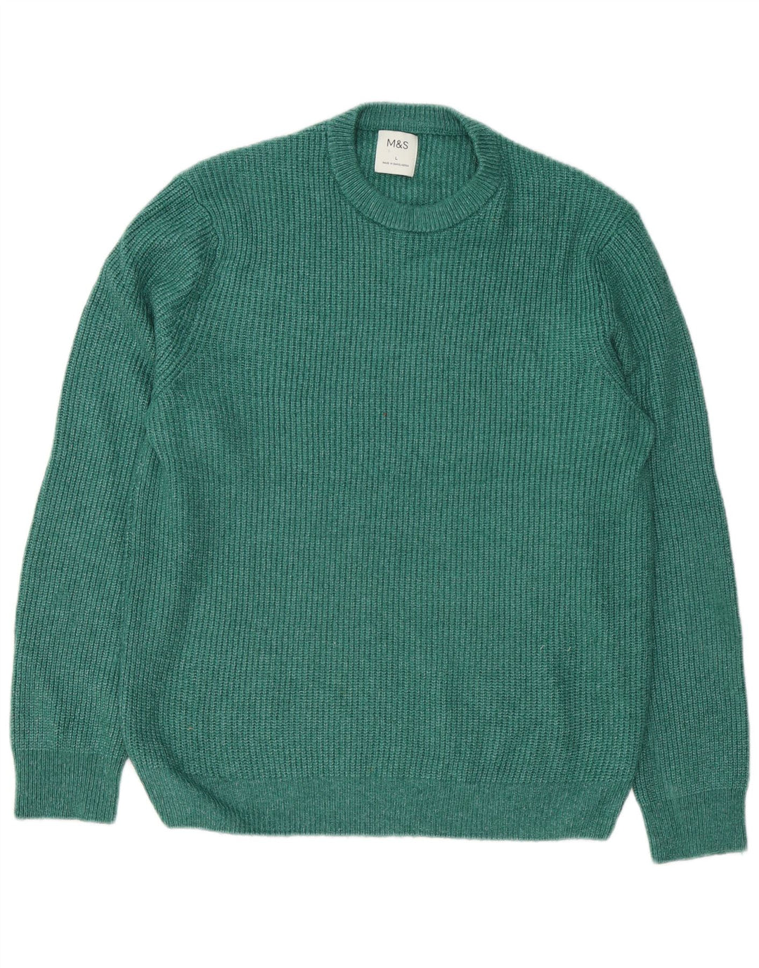 Marks & Spencer Herre sweater med rund hals, stor grøn polyamid