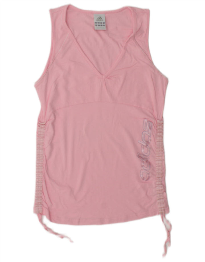 Adidas Dame Grafisk Vest Top UK 12 Medium Pink Bomuld