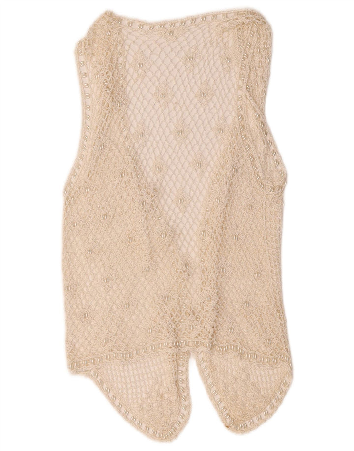 Vintage hæklet vest til kvinder UK 10 Small Off White