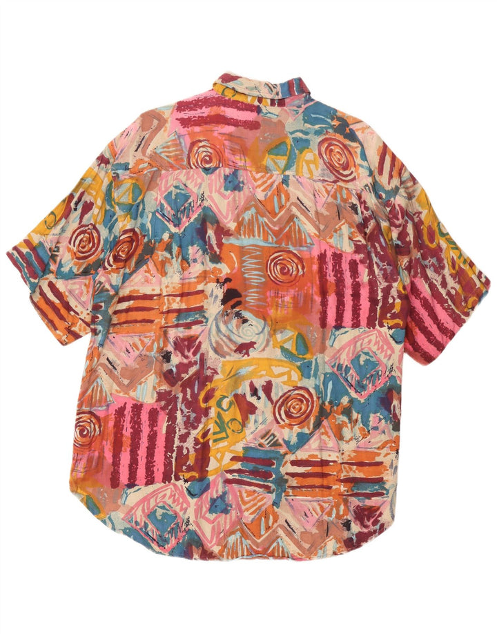 AVANTI kortærmet herreskjorte XL flerfarvet geometrisk viskose