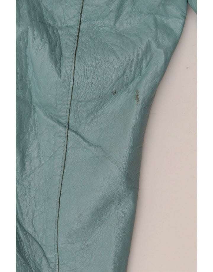 Vintage læder til kvinder med 3/4 ærmer Bolero-jakke IT 42 Medium Blue Læder