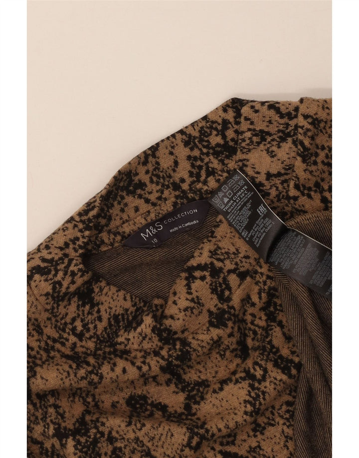MARKS & SPENCER Dametop Langærmet UK 10 Small Brown Animal Print