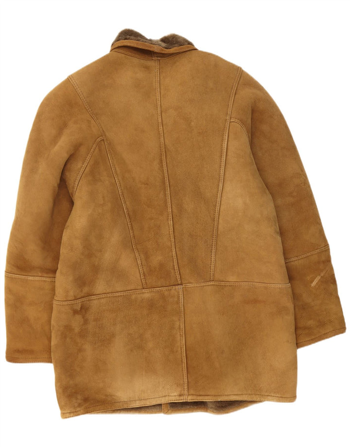 Vintage Herre Shearling Overfrakke IT 54 2XL Beige Shearling