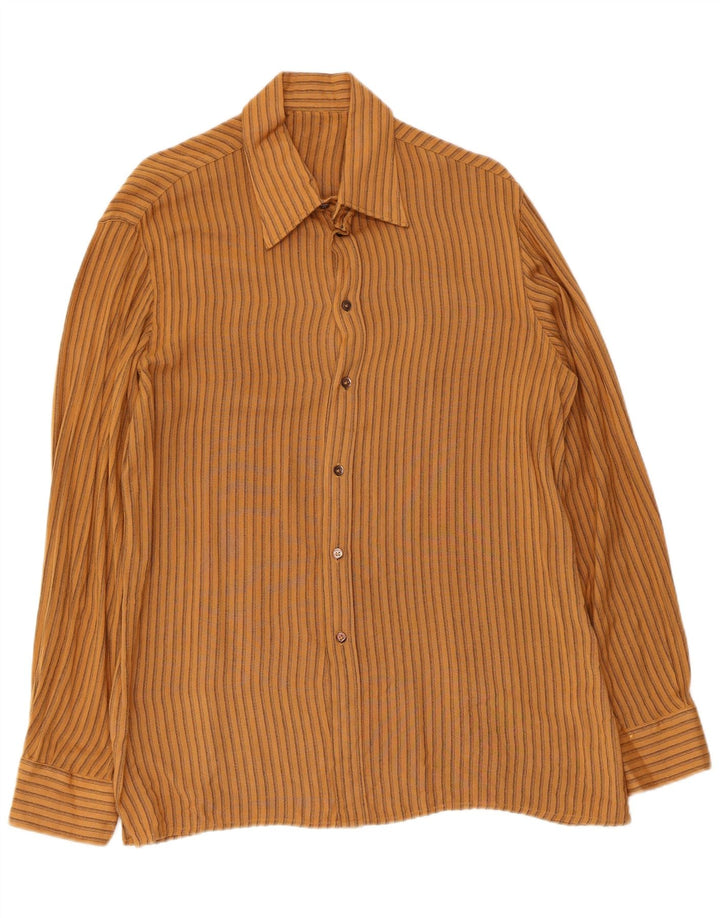 Vintage herreskjorte medium brun nålestribe