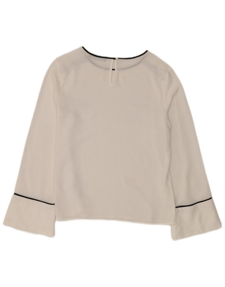 Marks & Spencer Dame Langærmet Bluse Top UK 12 Medium White Polyester