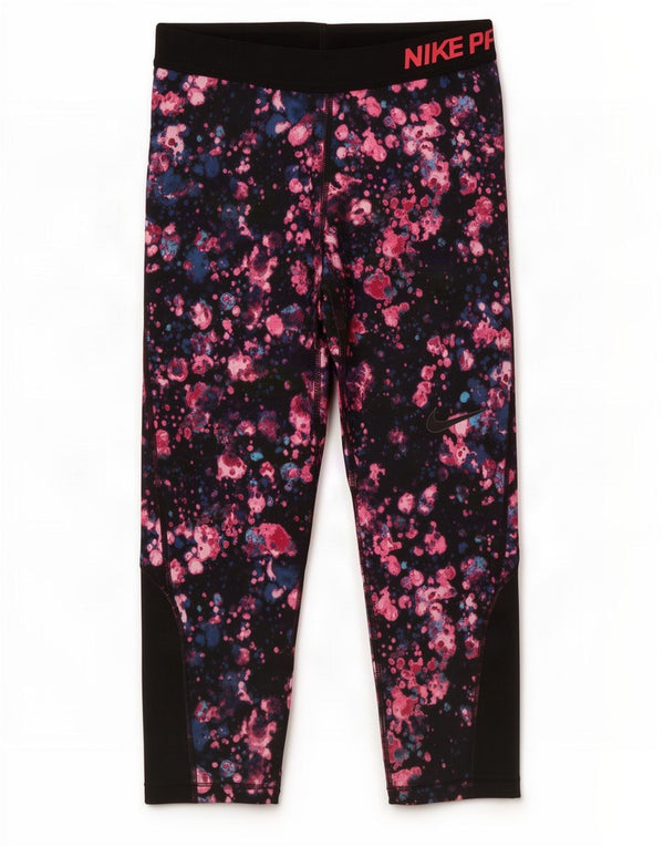 Nike Dame Dri Fit Grafiske Capri Leggings UK 8 Small Red Tie Dye Polyester