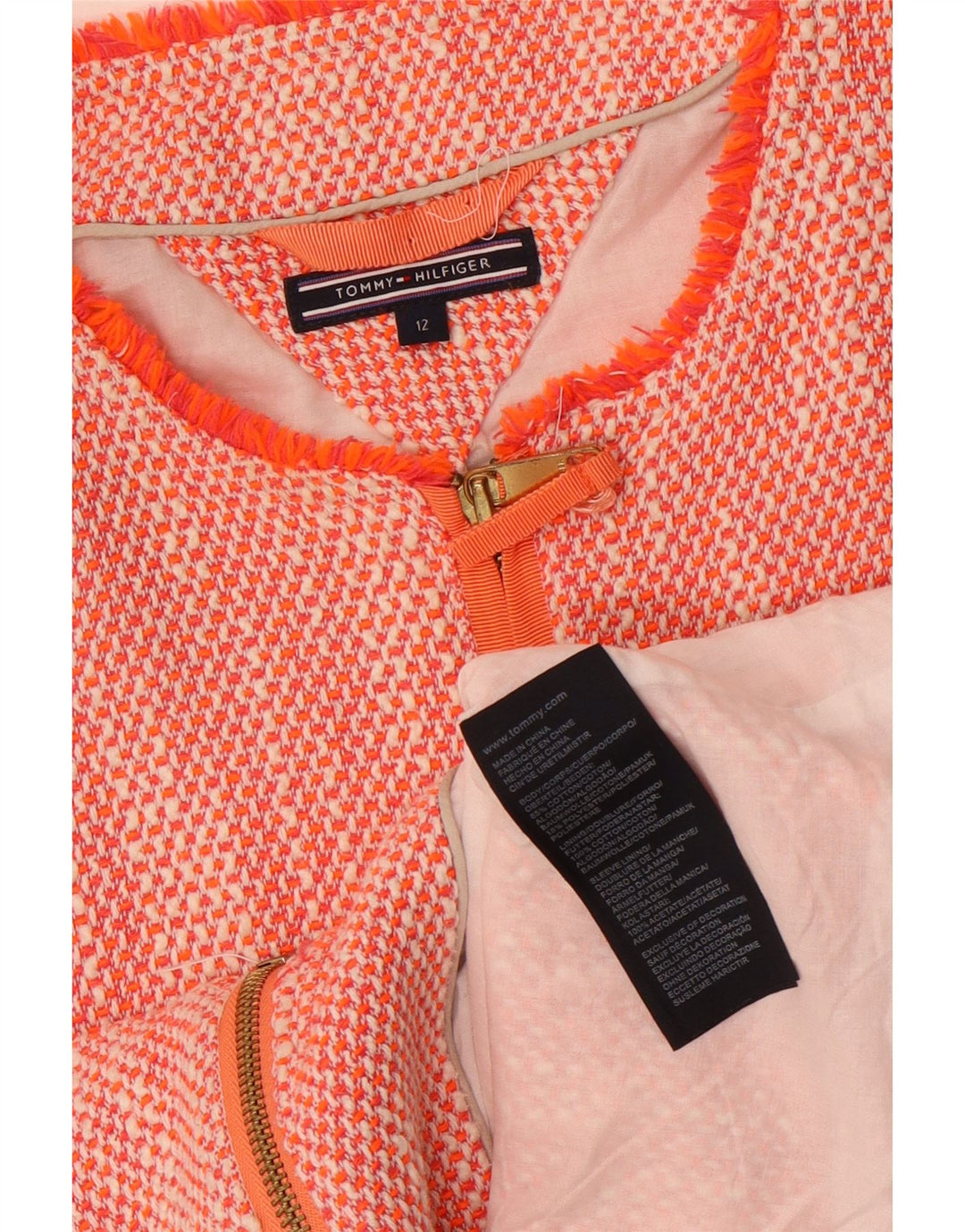 Tommy Hilfiger Dame Crop Blazer Jacket US 12 Stor Orange Bomuld