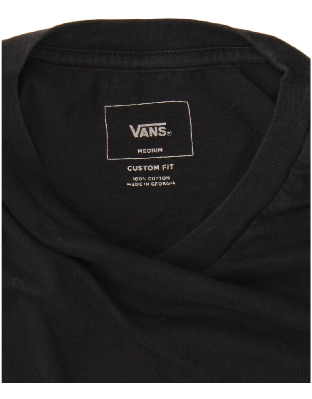 Vans Herre Custom Fit T-Shirt Top Medium Sort Bomuld