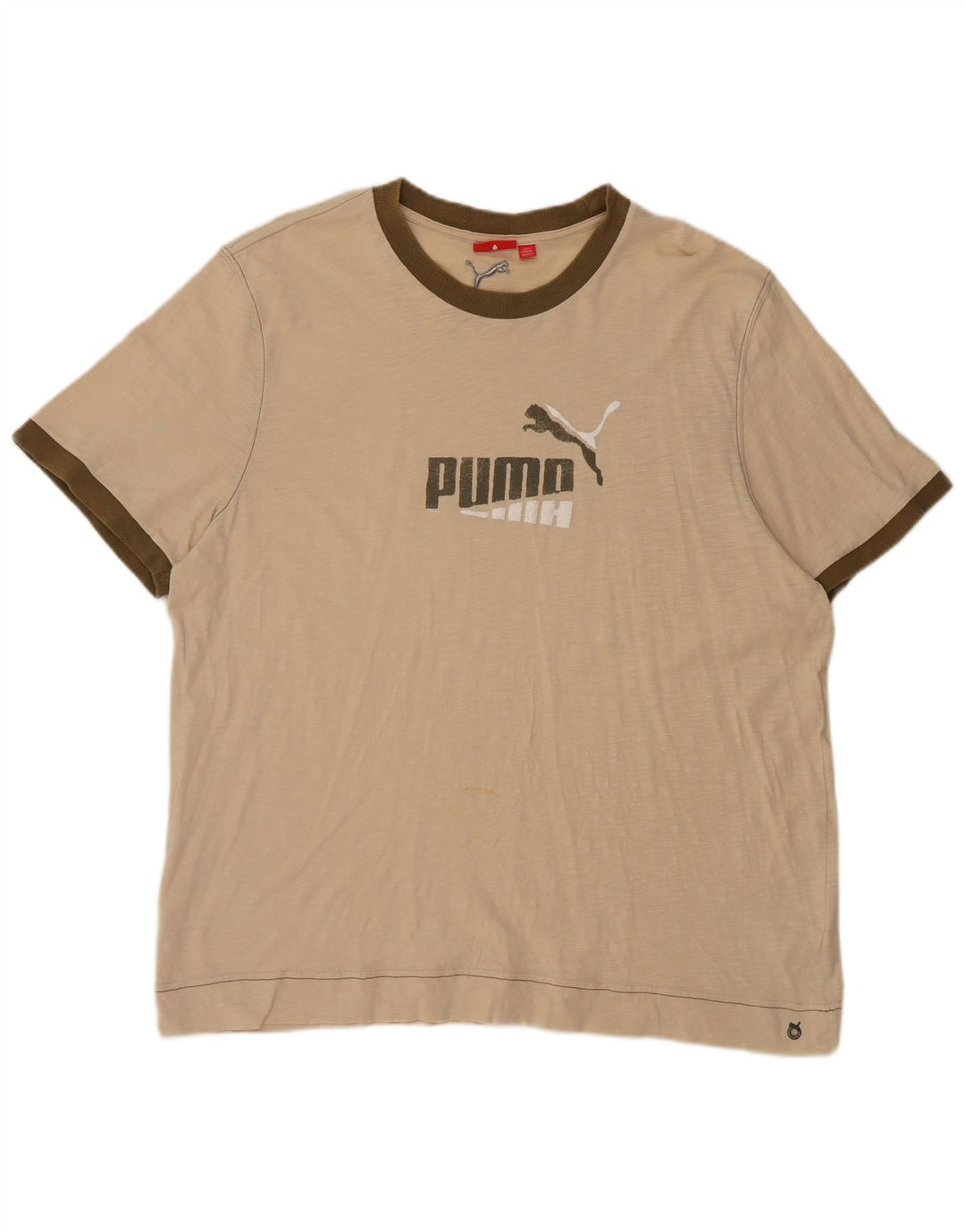 Puma Herre Grafisk T-Shirt Top 2XL Beige Bomuld