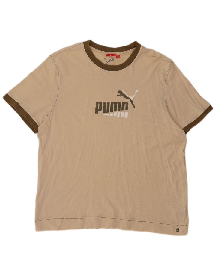 Puma Herre Grafisk T-Shirt Top 2XL Beige Bomuld