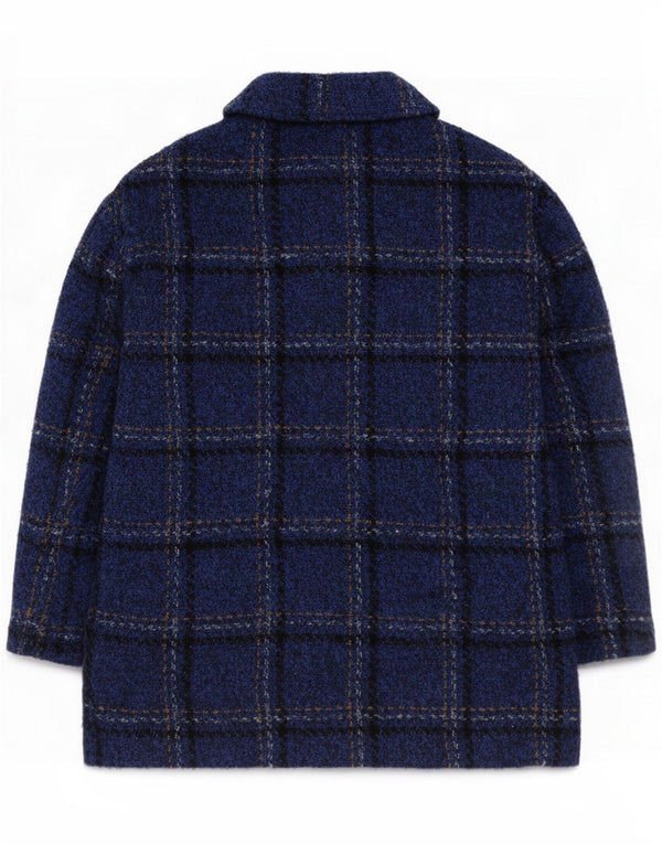Blarney en Mills Womens 4 Button Blazer Jacket UK 10 Small Navy Blue Check