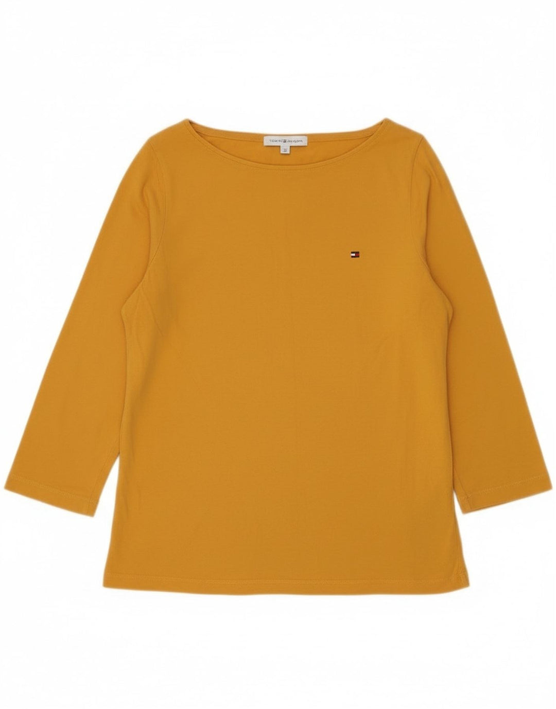 Tommy Hilfiger Dame Top 3/4 ærmer UK 14 Medium Gul Bomuld