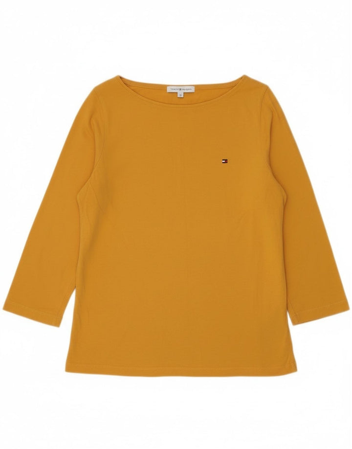 Tommy Hilfiger Dame Top 3/4 ærmer UK 14 Medium Gul Bomuld
