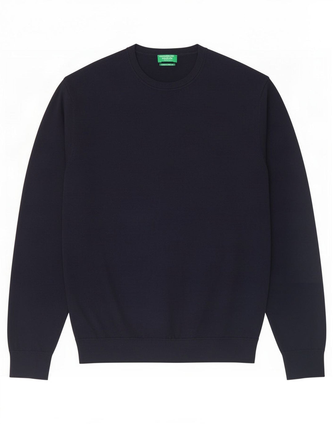 Benetton Herre Crew Neck Jumper Sweater Medium Navy Blue Virgin Wool