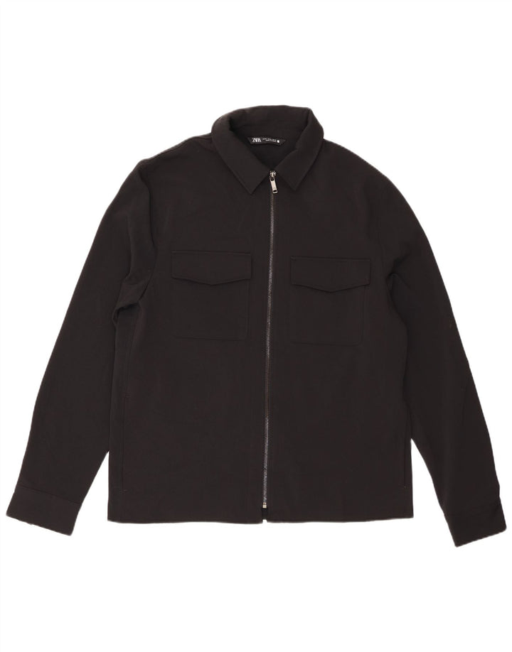 Zara Herre Overshirt Skjorte XL Sort Polyester