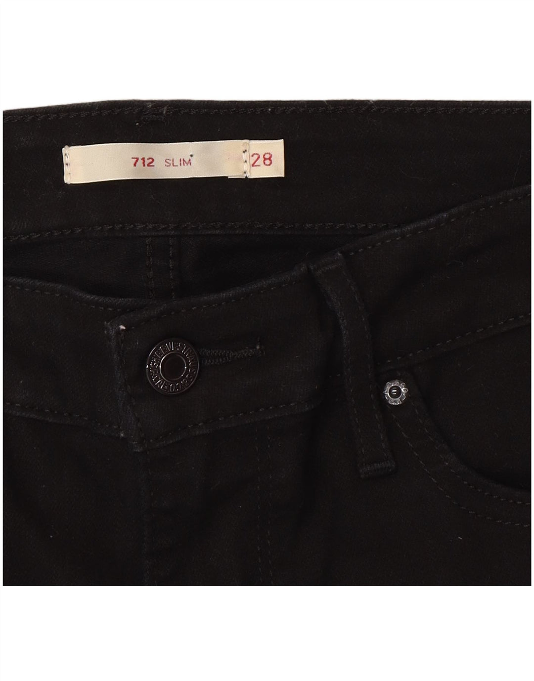 Levi's Dame 712 Slim Jeans W28 L30 Sort Bomuld