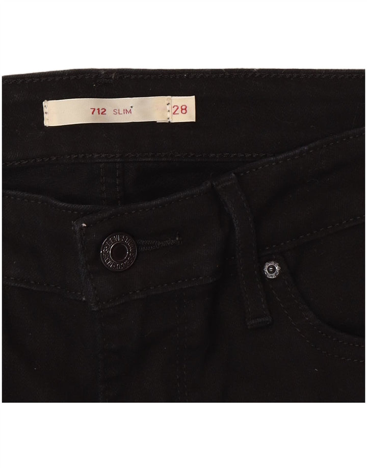 Levi's Dame 712 Slim Jeans W28 L30 Sort Bomuld