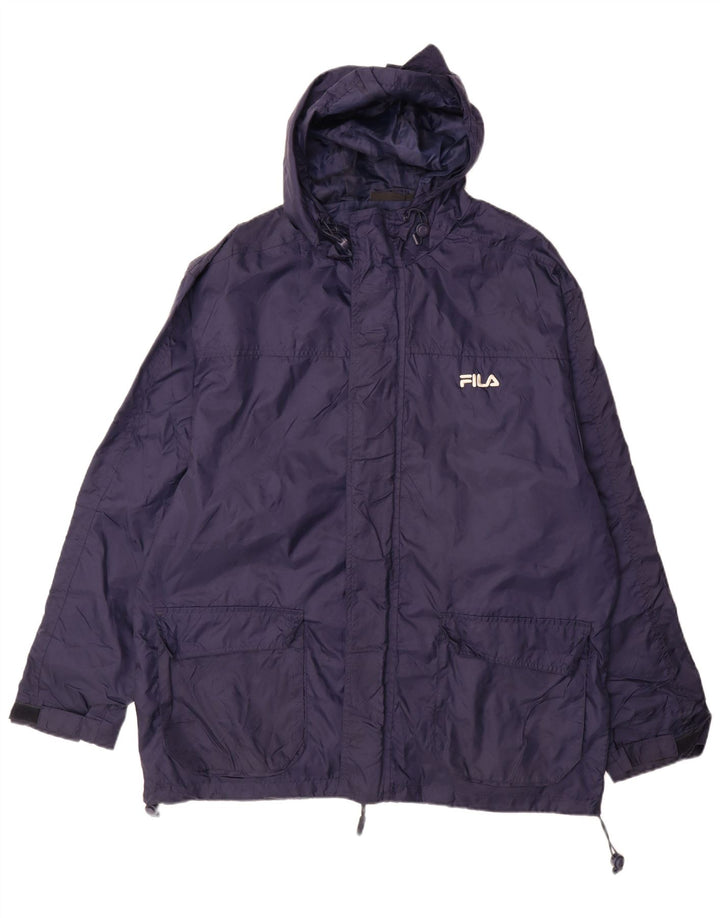 Fila Herre hætte vindjakke Stor marineblå Colourblock Nylon