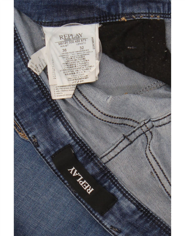 Replay Herre Slim Jeans W36 L32 Blå Bomuld