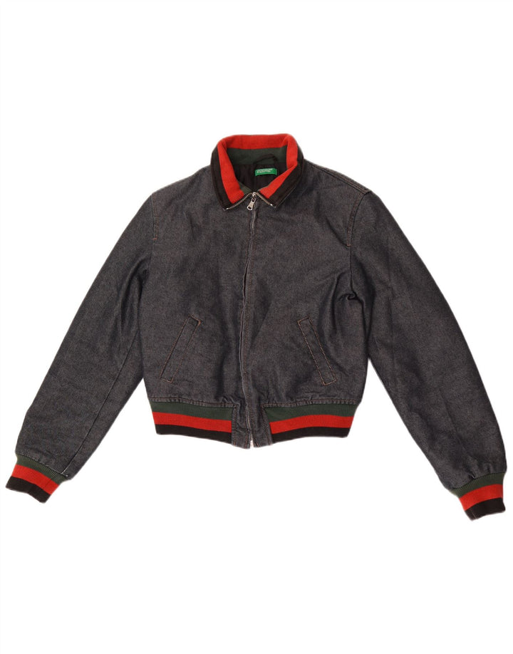 Benetton Boys Denim Windbreaker Jacket 10-11 år Navy Blue Colourblock