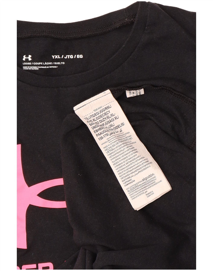 UNDER ARMOUR Piger Loose Fit Grafisk T-Shirt Top 13-14 år XL Sort