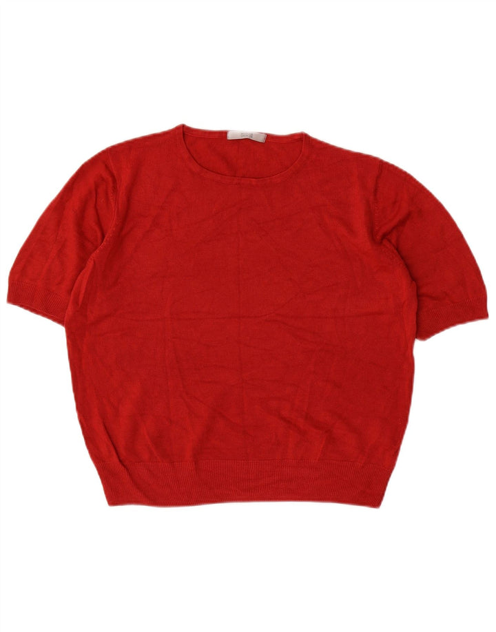 Marks & Spencer Dame Crop Crew Neck Jumper Sweater UK 14 Medium Red