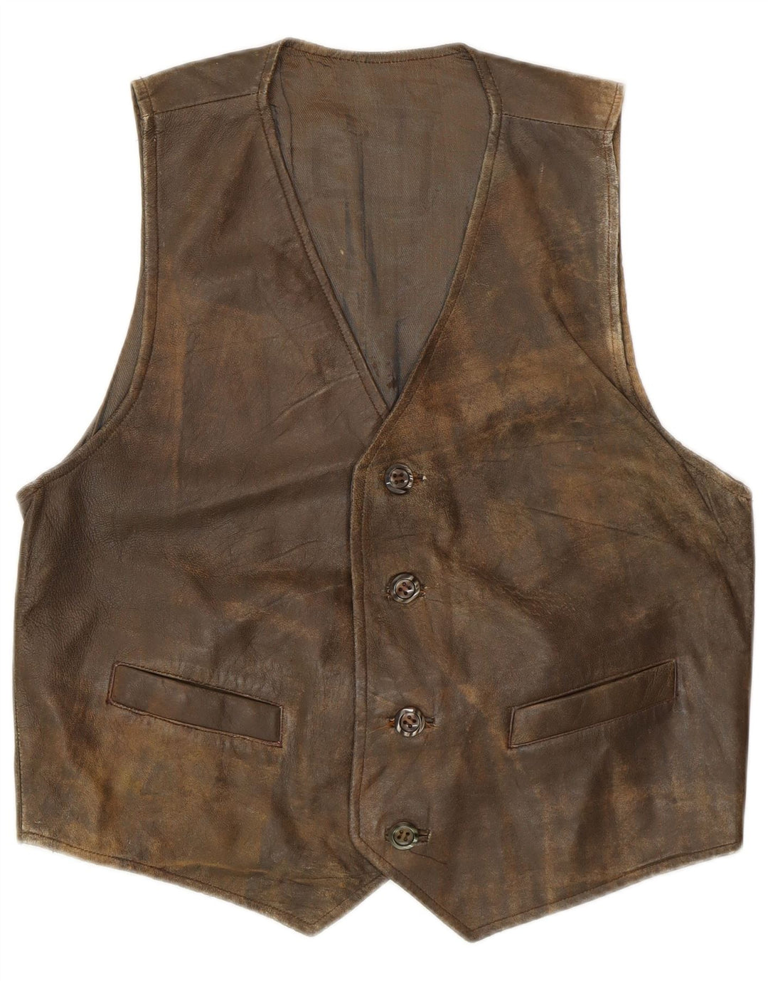Vintage herre lædervest Medium grønt læder retro