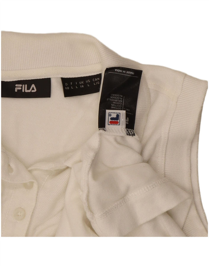 Fila ærmeløs poloshirt til kvinder UK 14 Medium hvid bomuld