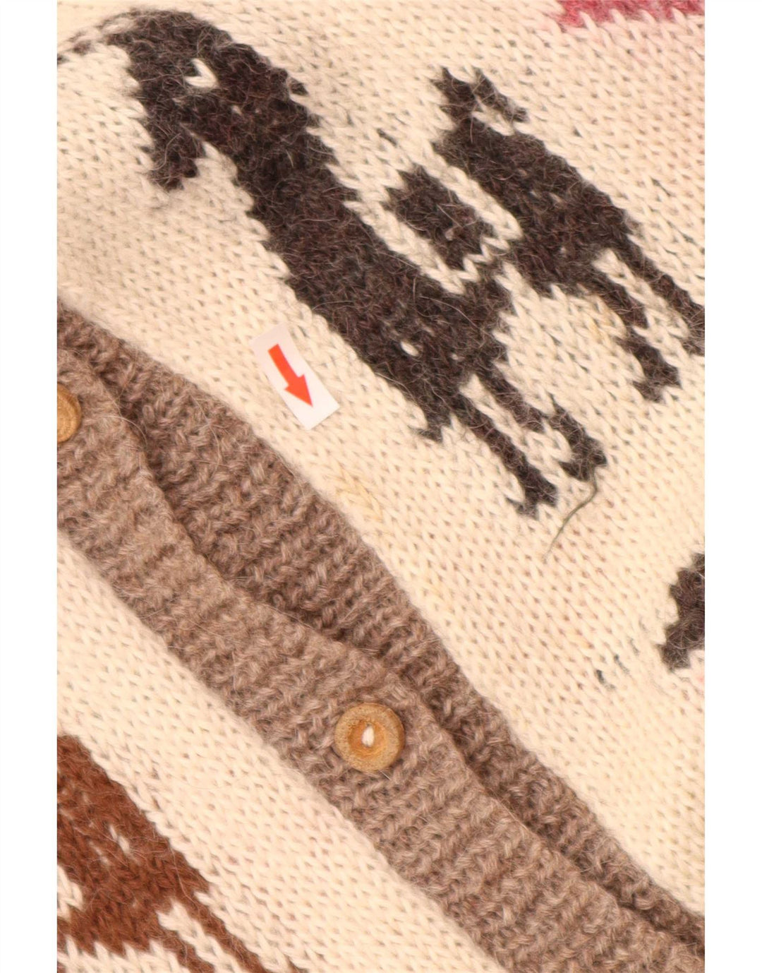 Vintage Kvinders Grafisk Cardigan Sweater UK 16 Stor Flerfarvet Geometrisk