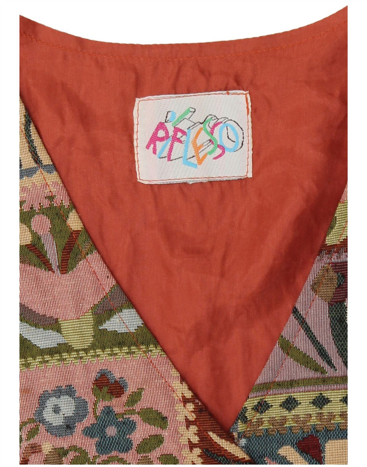 Vintage damevest vest UK 18 XL flerfarvet patchwork acetat