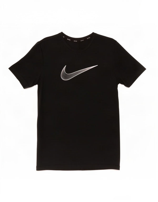 Nike Girls Dri Fit Graphic T-Shirt Top 13-14 Years XL Black Polyester