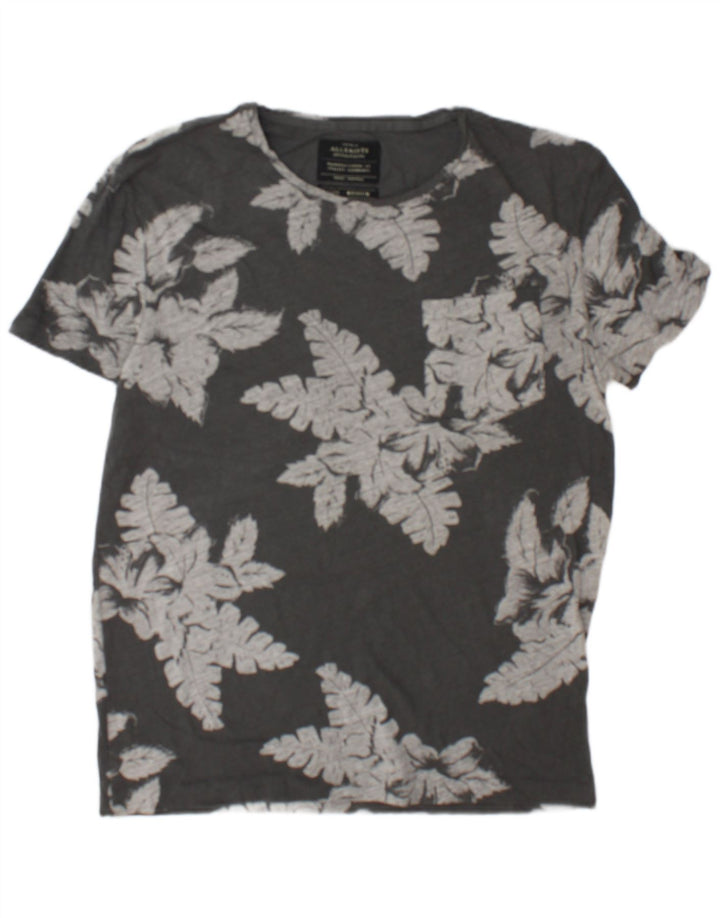 All Saints Herre T-Shirt Top Medium Grey Floral Bomuld
