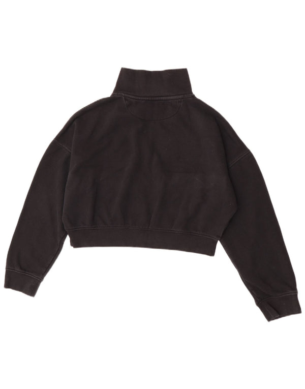 Jack Wills Womens Oversized Crop Sweatshirt Jumper UK 12 Medium Black
