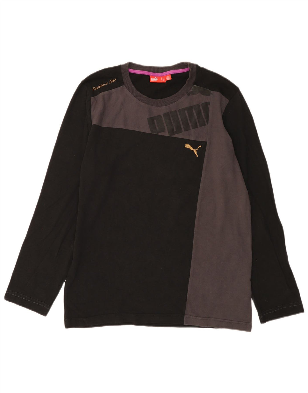 Puma Herre Grafisk Top Langærmet Lille Sort Colourblock Bomuld