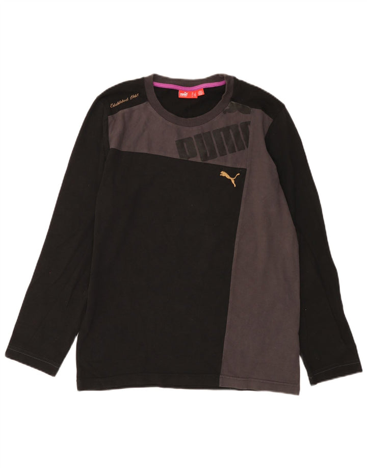 Puma Herre Grafisk Top Langærmet Lille Sort Colourblock Bomuld