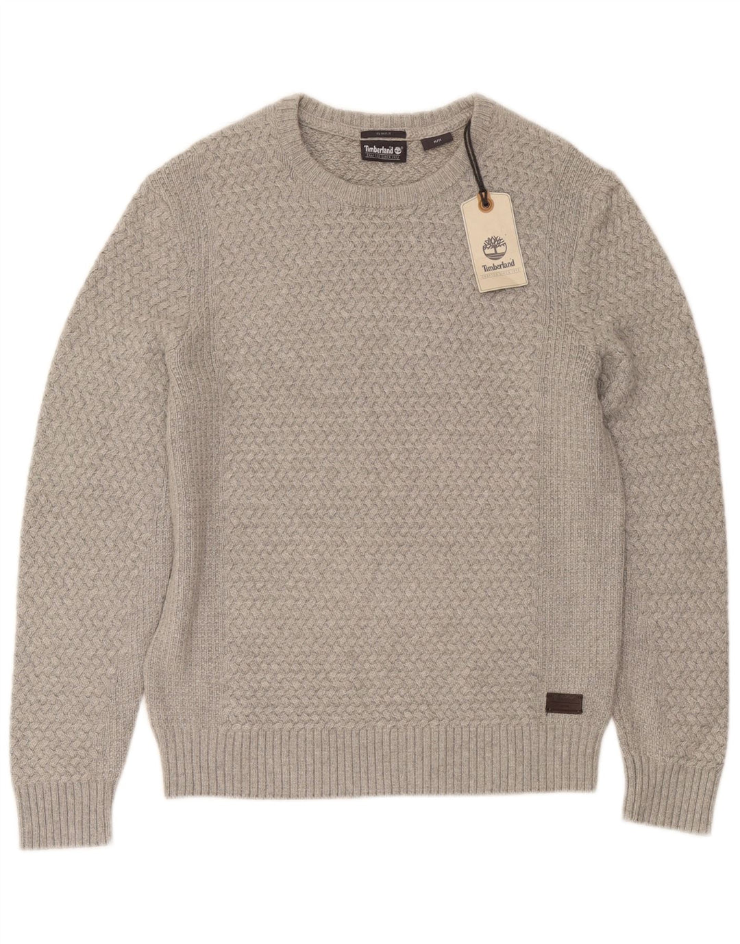 Timberland Herre Slim Fit Boat Neck Jumper Sweater Medium Grey Viscose