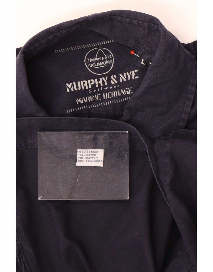 Murphy & Nye Herre Sailwear Shirt Large Navy Blue Cotton