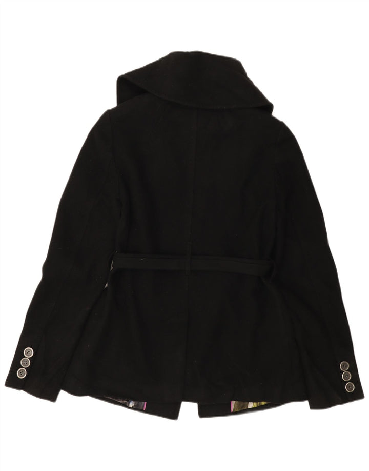 TED BAKER Trenchcoat til kvinder størrelse 2 Lille sort uld