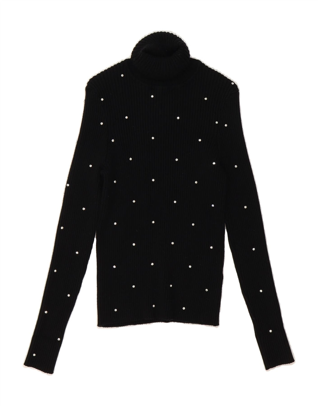 ZARA Womens Roll Neck Jumper Sweater UK 16 Large Black Spotted Nylon Vintage Zara and Second-Hand Zara from Messina Hembry 
