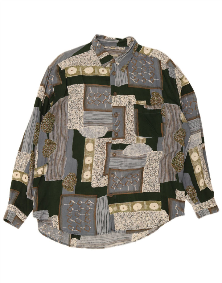 Happy Life Herreskjorte str. 43/44 XL Grå Patchwork Viscose