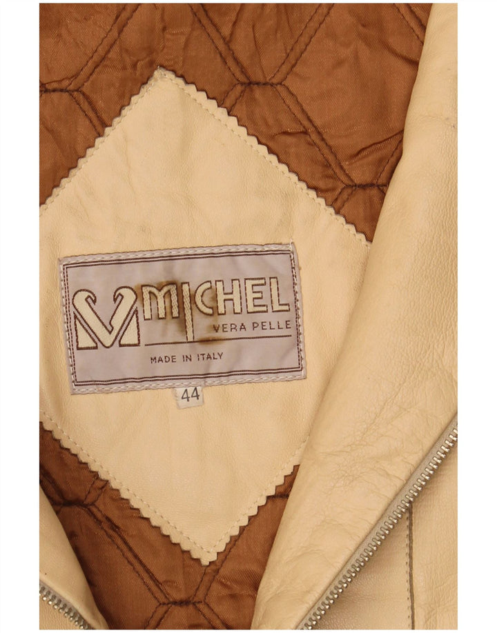 Michel Dame Hætte Oversized Læderjakke IT 44 Medium Beige Læder
