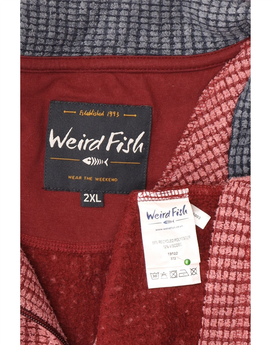 Weird Fish Herre Zip Neck Fleece Jumper 2XL Pink Polyester