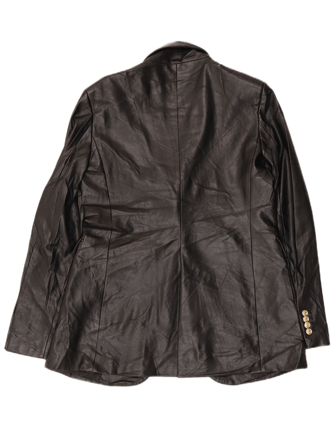 Zara Dame 1 knap imiteret læder blazerjakke UK 14 Medium Sort