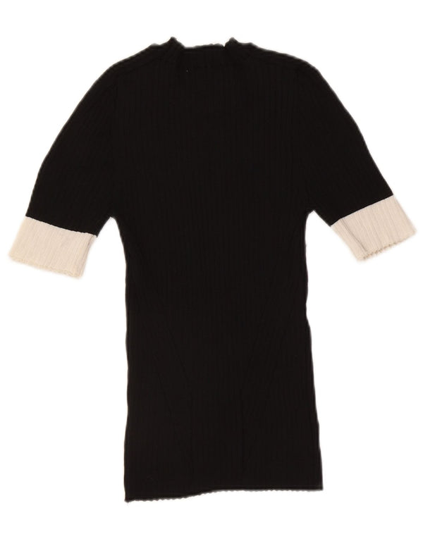 Zara sweater med rund hals til kvinder UK 12 Medium Sort Colourblock