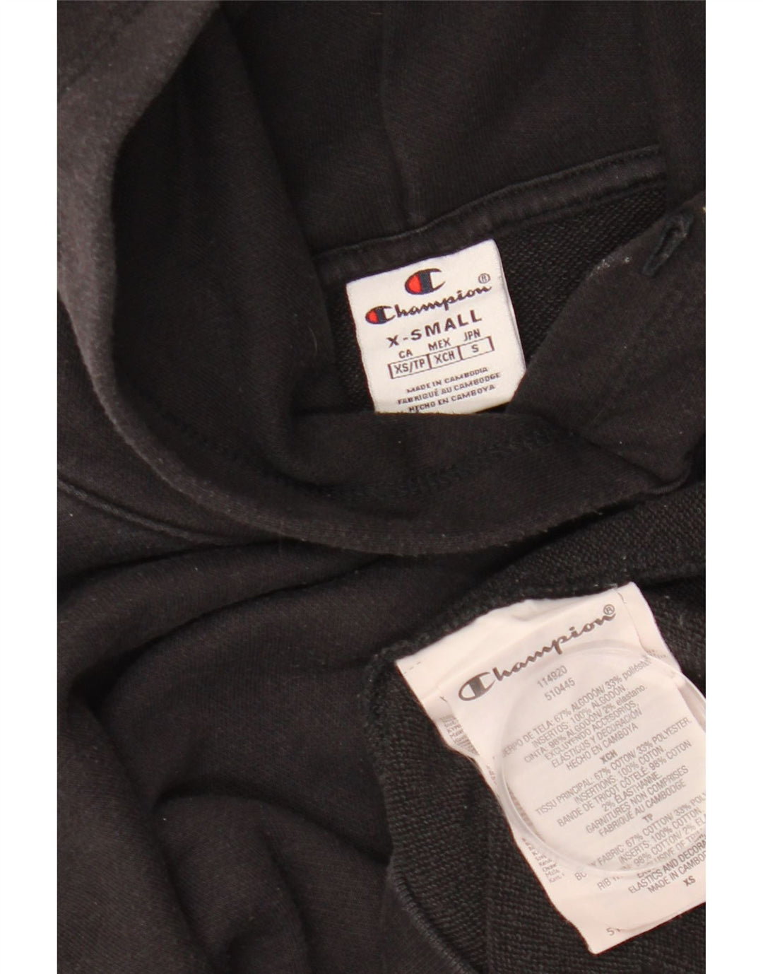 CHAMPION Womens Crop Oversized hættetrøje Jumper UK 6 XS Sort bomuld