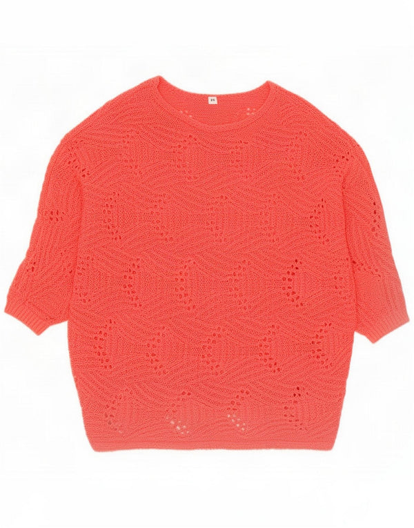 Vintage Dame 3/4-ærmet Boat Neck sweater UK 20 2XL Pink