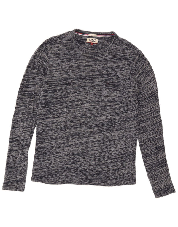 Tommy Hilfiger Herre Crew Neck Jumper Sweater Small Navy Blue Pinstripe