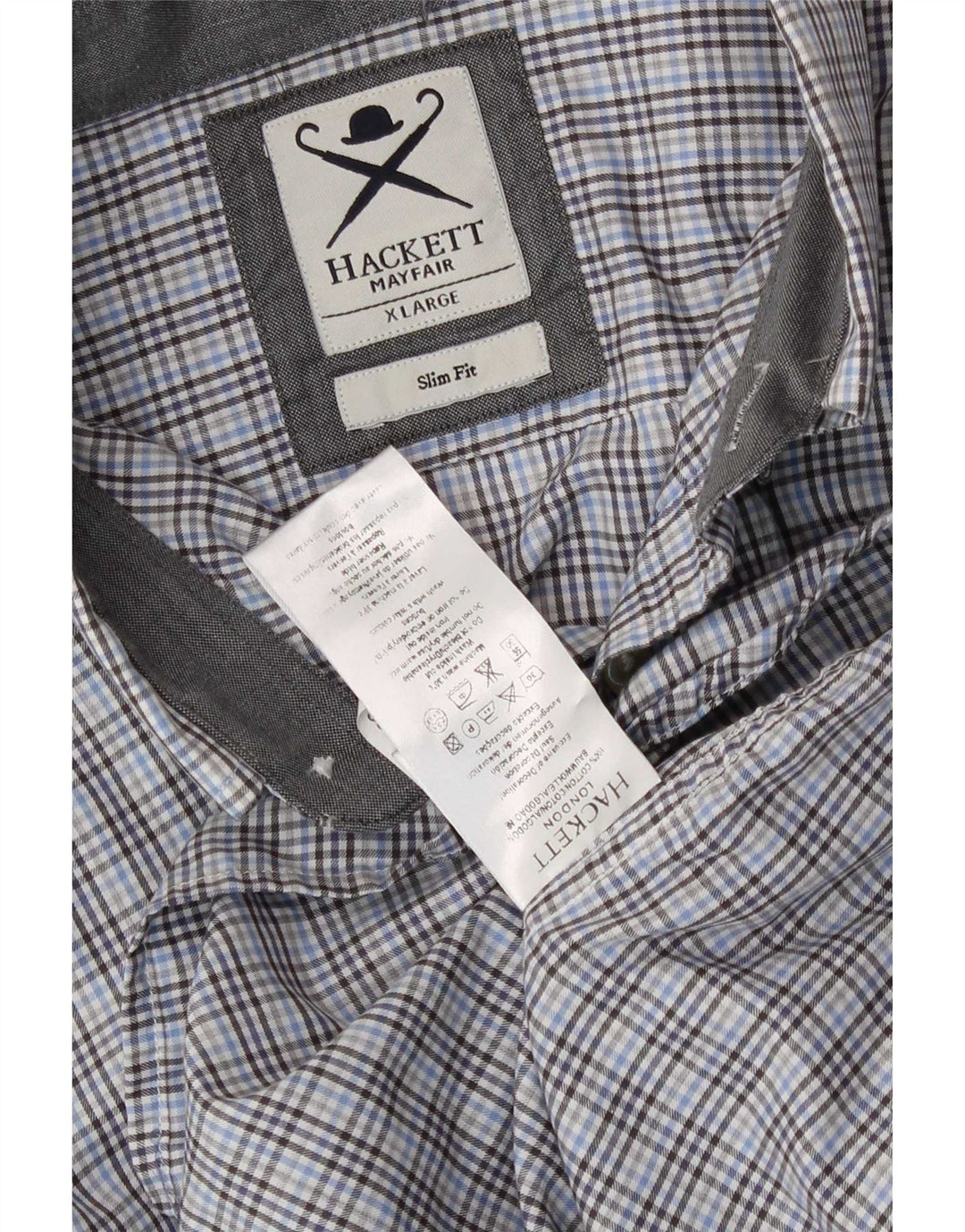 Hackett herre Slim Fit skjorte XL grå ternet bomuld