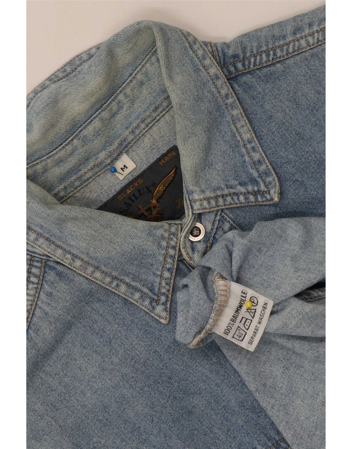 Vintage denimskjorte til mænd Medium Blue Cotton